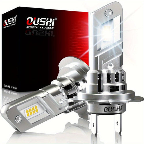 Planet Gates H7 2pcs Mini H7 LED Headlight Turbo LED Bulbs, Super Bright High Power White 6000K, Wireless For Car Head Lamp Fog Lights, With Fan H7 Slim LED 20000LM