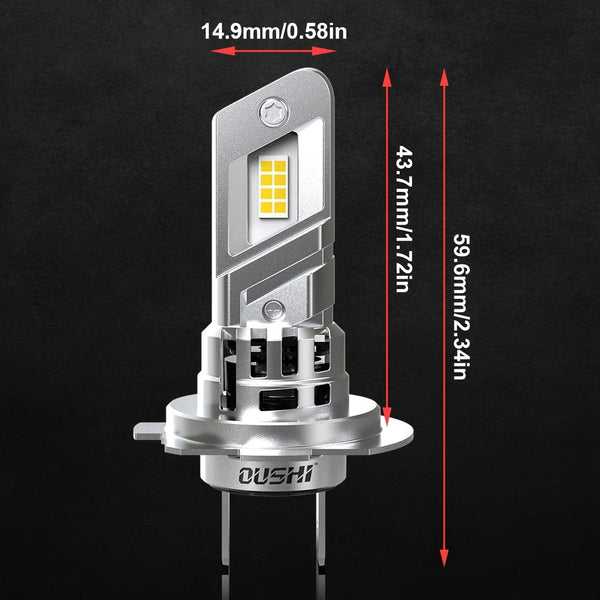 Planet Gates H7 2pcs Mini H7 LED Headlight Turbo LED Bulbs, Super Bright High Power White 6000K, Wireless For Car Head Lamp Fog Lights, With Fan H7 Slim LED 20000LM