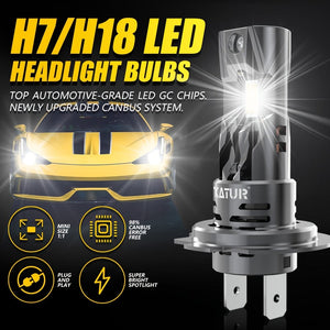 Planet Gates H7 H18 Universal 2pcs High Power H7 Car LED Headlight 1:1 Mini Size Headlamp Car Lamps Super Bright Plug And Play Car Headlight Bulbs