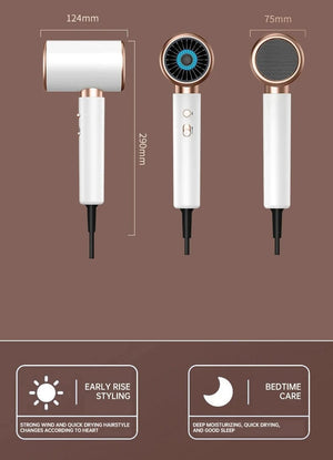 Planet Gates Hair Dryer High-Speed Electric Turbine Airflow Low Noise Constant Temperature And Quick Drying Suitable For Home Salons