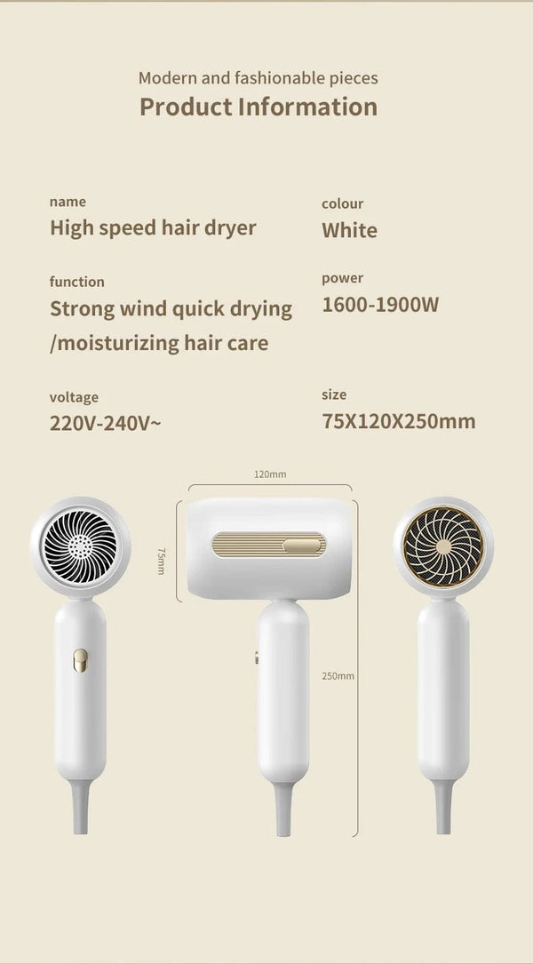 Planet Gates Hair Dryer High-Speed Electric Turbine Airflow Low Noise Constant Temperature And Quick Drying Suitable For Home Salons
