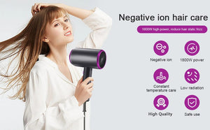 Planet Gates Hair Dryer with Diffuser Blow Dryer Comb Brush 1800W Ionic Hair Dryers with DiffuserConstant Temperature Hair Care Without Dama