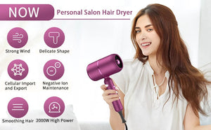 Planet Gates Hair Dryer with Diffuser Ionic Blow Dryer Professional Portable Hair Dryers Accessories for Women Curly Hair Purple Home Applian