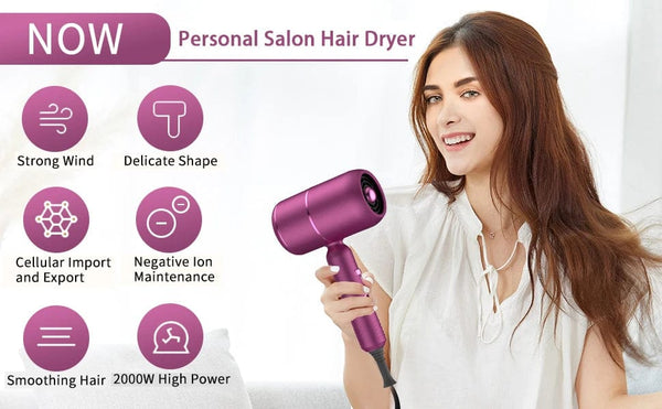 Planet Gates Hair Dryer with Diffuser Ionic Blow Dryer Professional Portable Hair Dryers Accessories for Women Curly Hair Purple Home Applian