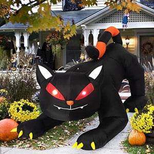 Planet Gates Halloween Inflatable 1.8m Black Cat Toy Shakes Head Ghost LED Lights Indoor Outdoor Yard Airblown Decoration Fun Party Display