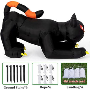 Planet Gates Halloween Inflatable 1.8m Black Cat Toy Shakes Head Ghost LED Lights Indoor Outdoor Yard Airblown Decoration Fun Party Display