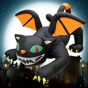 Planet Gates Halloween Inflatable 1.8m Black Cat Toy Shakes Head Ghost LED Lights Indoor Outdoor Yard Airblown Decoration Fun Party Display