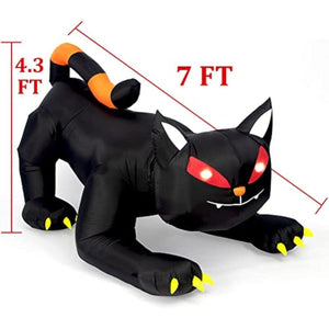 Planet Gates Halloween Inflatable 1.8m Black Cat Toy Shakes Head Ghost LED Lights Indoor Outdoor Yard Airblown Decoration Fun Party Display