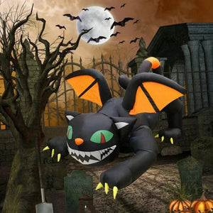 Planet Gates Halloween Inflatable 1.8m Black Cat Toy Shakes Head Ghost LED Lights Indoor Outdoor Yard Airblown Decoration Fun Party Display