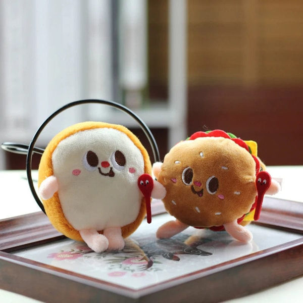 Planet Gates Hamburg Hot Dog Fries Bread Drumsticks Plush Pendant Keychain Creative Cartoon Bag Decoration Car Key Accessories For Girl Gift