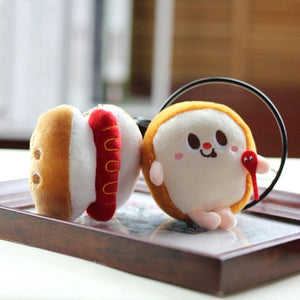 Planet Gates Hamburg Hot Dog Fries Bread Drumsticks Plush Pendant Keychain Creative Cartoon Bag Decoration Car Key Accessories For Girl Gift