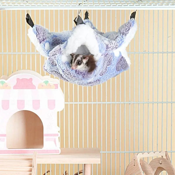 Planet Gates Hamster Hammock Small Pet Hanging Bed Double Warm Thickened Honeybug Flying Squirrel Guinea Pig Hammock Pet Cage Accessories