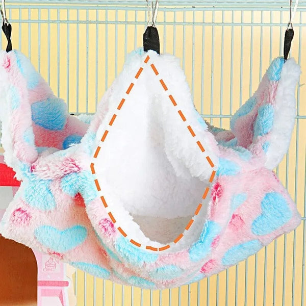 Planet Gates Hamster Hammock Small Pet Hanging Bed Double Warm Thickened Honeybug Flying Squirrel Guinea Pig Hammock Pet Cage Accessories