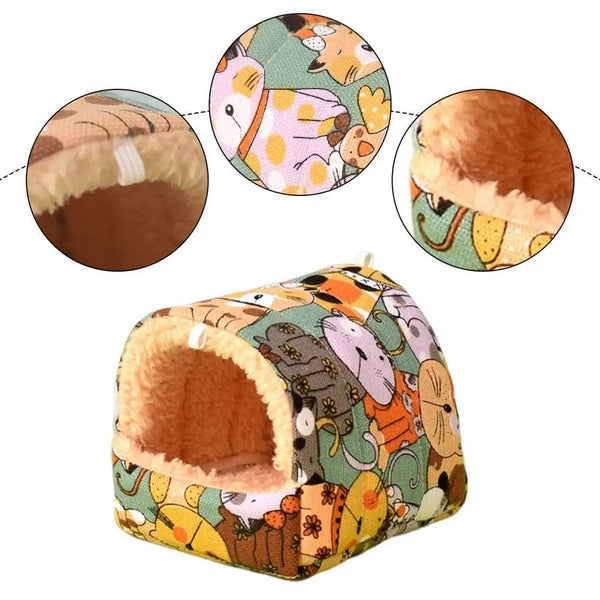 Planet Gates Hamster House Cozy Small Hideouts Warm Hamster Nest Guinea Pig House for Comfortable Rabbit Chinchilla Hedgehog Ferret for Good