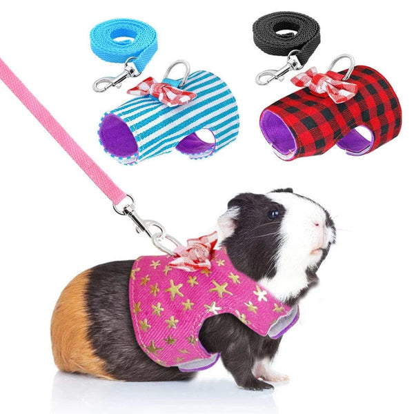 Planet Gates Hamster Rabbit Harness Leash Set for Ferret Guinea Pig Bunny Hamster Puppy Bowknot Chest Strap Harness Vest Small Pet Supplies