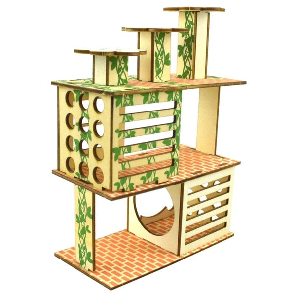Planet Gates Hamster Wooden Villa House Climbing Toy Hideout Nesting Habitat for Chinchillas Guinea Pigs Small Animals 5 Styles