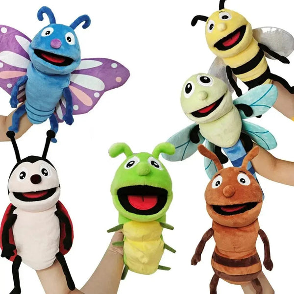 Planet Gates Hand Puppets Kids Toys Plush Insects Animal Caterpillar Ladybug Hand Puppets Doll Family Storytelling Role-playing Finger Toys