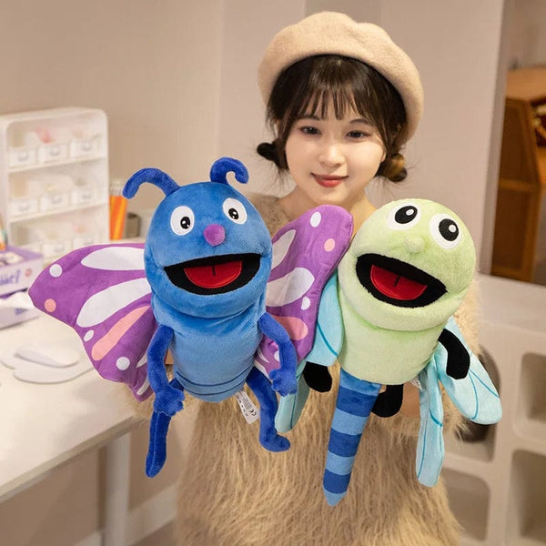 Planet Gates Hand Puppets Kids Toys Plush Insects Animal Caterpillar Ladybug Hand Puppets Doll Family Storytelling Role-playing Finger Toys