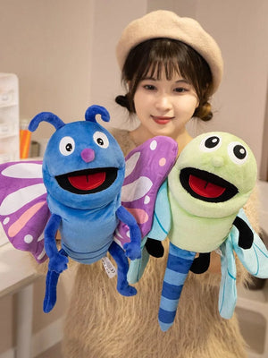 Planet Gates Hand Puppets Kids Toys Plush Insects Animal Caterpillar Ladybug Hand Puppets Doll Family Storytelling Role-playing Finger Toys