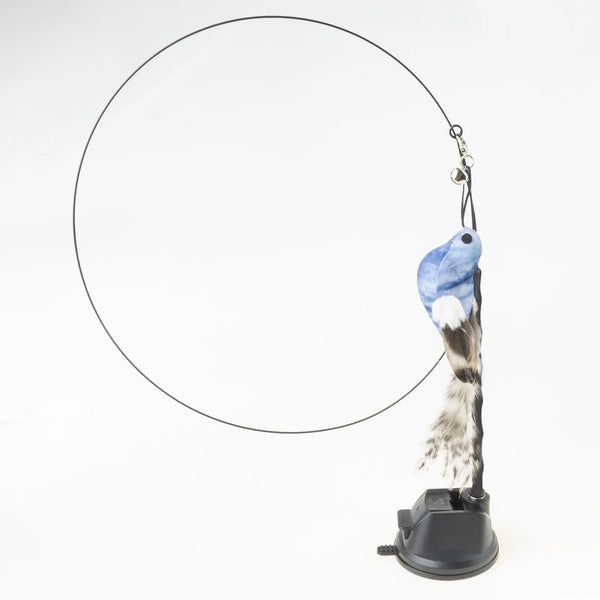 Planet Gates Handfree Bird/Feather Cat Wand with Bell Powerful Suction Cup Interactive Toys for Cats Kitten Hunting Exercise Pet Products