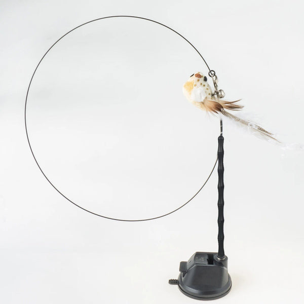Planet Gates Handfree Bird/Feather Cat Wand with Bell Powerful Suction Cup Interactive Toys for Cats Kitten Hunting Exercise Pet Products