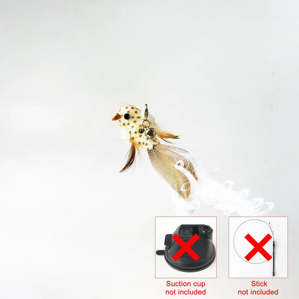 Planet Gates Handfree Bird/Feather Cat Wand with Bell Powerful Suction Cup Interactive Toys for Cats Kitten Hunting Exercise Pet Products