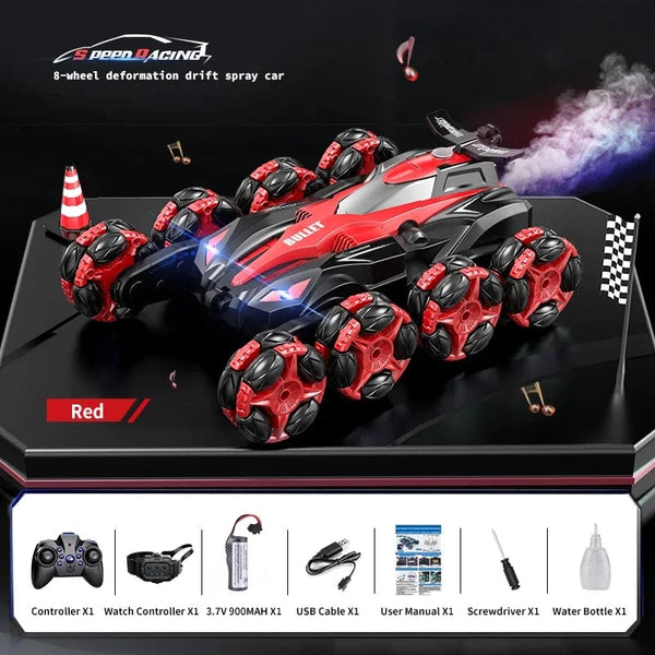 Planet Gates Handle control RC Car Toy Eight Wheels Spray Twisting Stunt Drift Car Remote Controlled Cars RC Toy for Children Adults Watch Remote Control