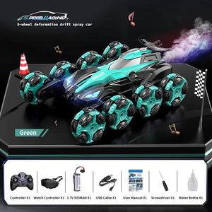 Planet Gates Handle control RC Car Toy Eight Wheels Spray Twisting Stunt Drift Car Remote Controlled Cars RC Toy for Children Adults Watch Remote Control
