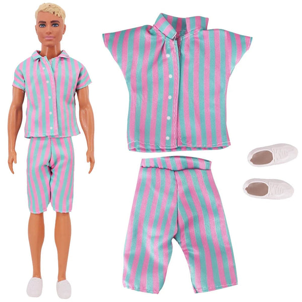 Planet Gates Handmade Ken Doll Clothes T-shirt + Trousers For Barbie Dress Accessories Fashion Daily Clothing Toys For Gils Birthday Gift