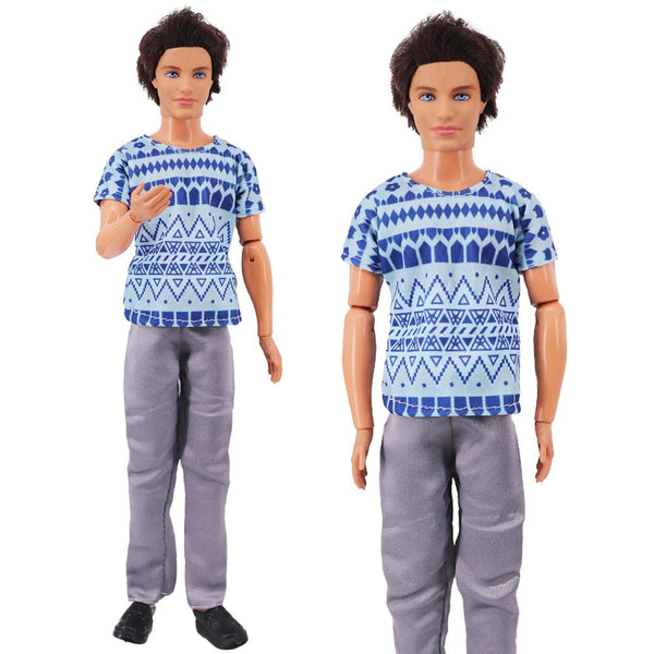 Planet Gates Handmade Ken Doll Clothes T-shirt + Trousers For Barbie Dress Accessories Fashion Daily Clothing Toys For Gils Birthday Gift