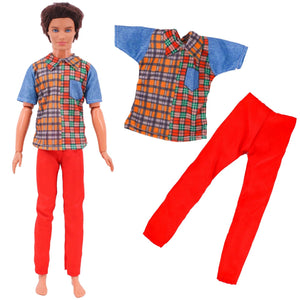 Planet Gates Handmade Ken Doll Clothes T-shirt + Trousers For Barbie Dress Accessories Fashion Daily Clothing Toys For Gils Birthday Gift