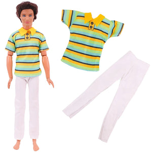 Planet Gates Handmade Ken Doll Clothes T-shirt + Trousers For Barbie Dress Accessories Fashion Daily Clothing Toys For Gils Birthday Gift