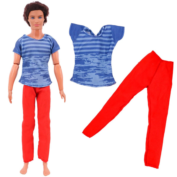 Planet Gates Handmade Ken Doll Clothes T-shirt + Trousers For Barbie Dress Accessories Fashion Daily Clothing Toys For Gils Birthday Gift