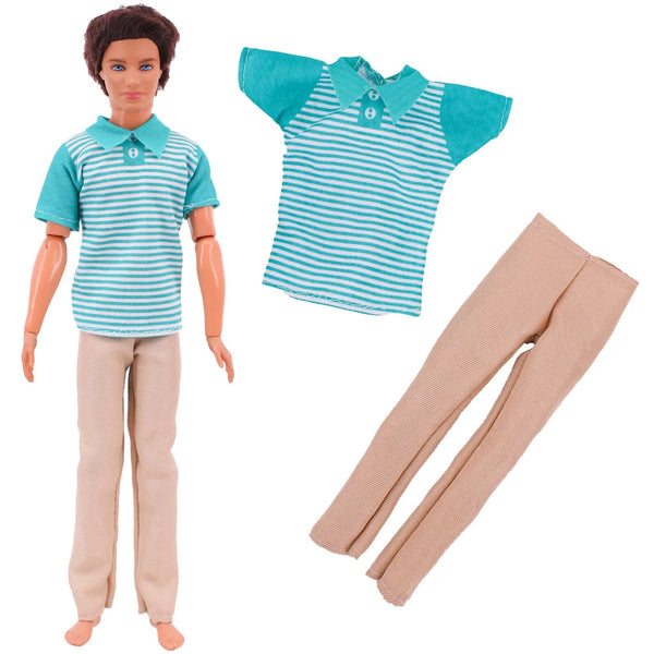 Planet Gates Handmade Ken Doll Clothes T-shirt + Trousers For Barbie Dress Accessories Fashion Daily Clothing Toys For Gils Birthday Gift