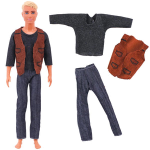 Planet Gates Handmade Ken Doll Clothes T-shirt + Trousers For Barbie Dress Accessories Fashion Daily Clothing Toys For Gils Birthday Gift