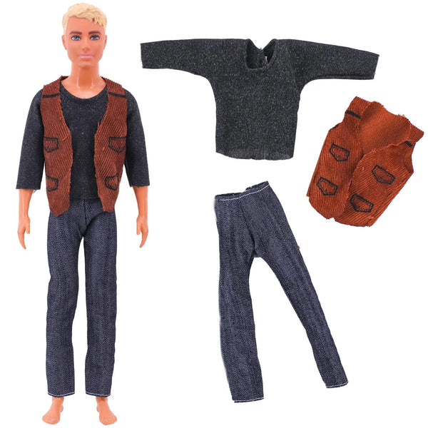 Planet Gates Handmade Ken Doll Clothes T-shirt + Trousers For Barbie Dress Accessories Fashion Daily Clothing Toys For Gils Birthday Gift