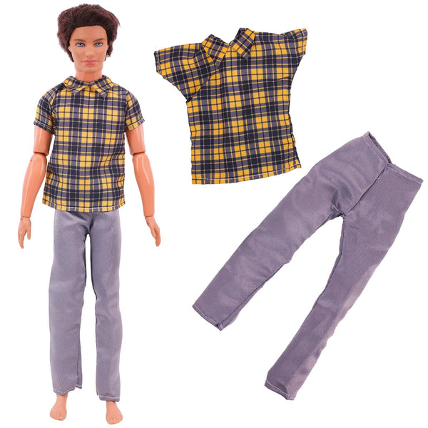 Planet Gates Handmade Ken Doll Clothes T-shirt + Trousers For Barbie Dress Accessories Fashion Daily Clothing Toys For Gils Birthday Gift