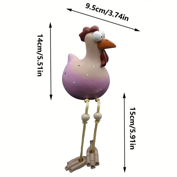 Planet Gates Hanging Chicken Powder Big Eye Chicken Hanging Chicken Long Leg Pendant Ornament, Garden Decoration Craft