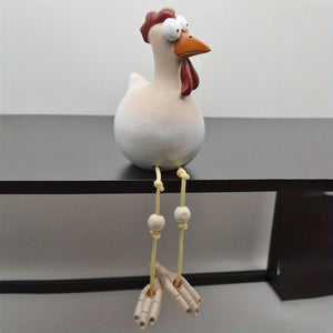 Planet Gates Hanging Chicken White Big Eye Chicken Hanging Chicken Long Leg Pendant Ornament, Garden Decoration Craft