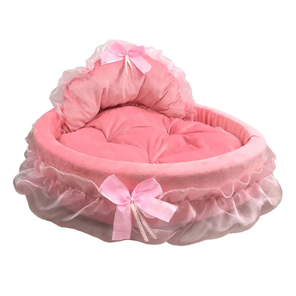 Planet Gates Hanpanda Fantasy Bow Lace Dog Bed Beds For Large Dogs Detachable Oval Pink Princess Pet Bed Basket For Dog Pet Wedding Furniture