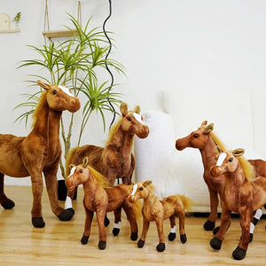 Planet Gates HANXUE / 35CM 28cm  Simulation Horse Stuffed Animal Plush Dolls High Quality Realistic Image Classic Personal Toy For Birthday Gift