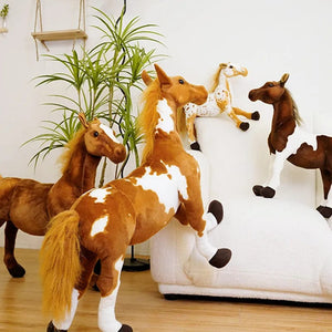 Planet Gates HANXUE / 35CM 28cm  Simulation Horse Stuffed Animal Plush Dolls High Quality Realistic Image Classic Personal Toy For Birthday Gift