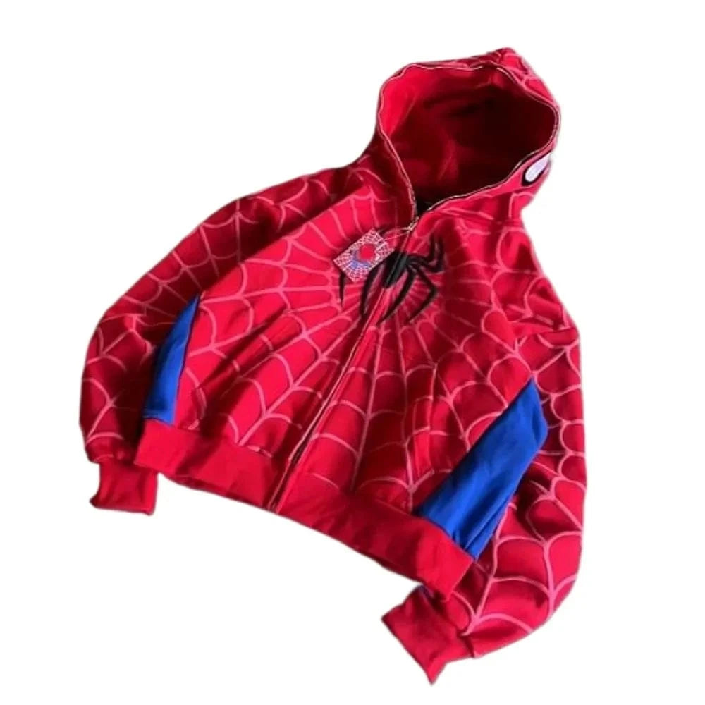 Planet Gates Harajuku American Spider Web Embroidery Hoodies Women Y2k Zipper Jacket Womens Gothic Oversized Hoodie Sweatshirt Casual Clothes