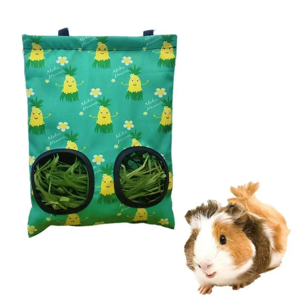 Planet Gates Hay Bag Hanging Pouch Feeder Holder Feeding Dispenser Container for Rabbit Guinea Pig Small Animals Pet Bunny Cage Accessories