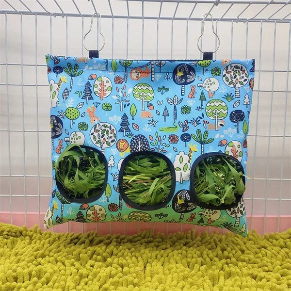Planet Gates Hay Bag Hanging Pouch Feeder Holder Feeding Dispenser Container for Rabbit Guinea Pig Small Animals Pet Bunny Cage Accessories