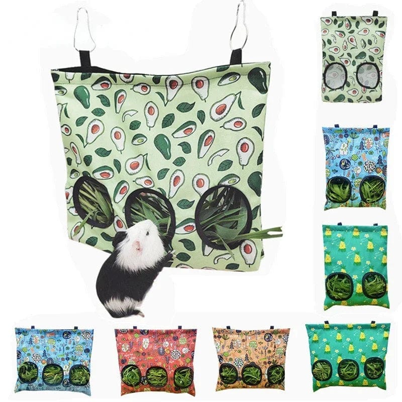 Planet Gates Hay Bag Hanging Pouch Feeder Holder Feeding Dispenser Container for Rabbit Guinea Pig Small Animals Pet Bunny Cage Accessories