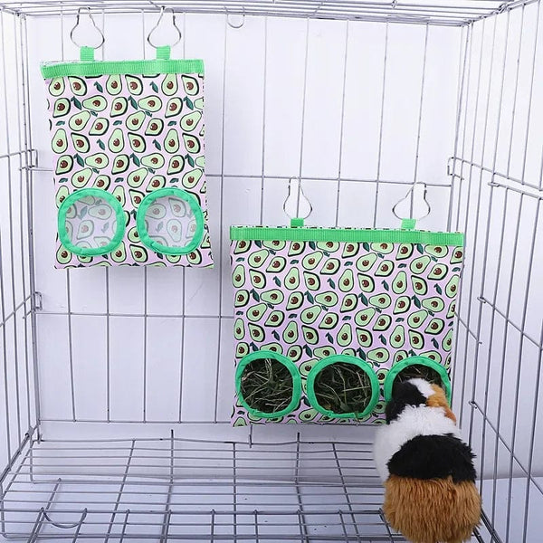 Planet Gates Hay Bag Hanging Pouch Feeder Holder Feeding Dispenser Container for Rabbit Guinea Pig Small Animals Pet Bunny Cage Accessories