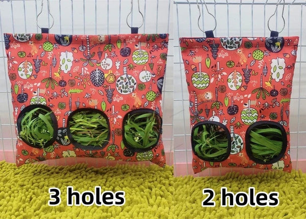 Planet Gates Hay Bag Hanging Pouch Feeder Holder Feeding Dispenser Container for Rabbit Guinea Pig Small Animals Pet Bunny Cage Accessories