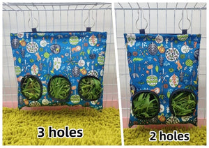 Planet Gates Hay Bag Hanging Pouch Feeder Holder Feeding Dispenser Container for Rabbit Guinea Pig Small Animals Pet Bunny Cage Accessories