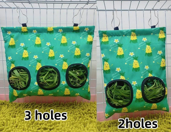 Planet Gates Hay Bag Hanging Pouch Feeder Holder Feeding Dispenser Container for Rabbit Guinea Pig Small Animals Pet Bunny Cage Accessories